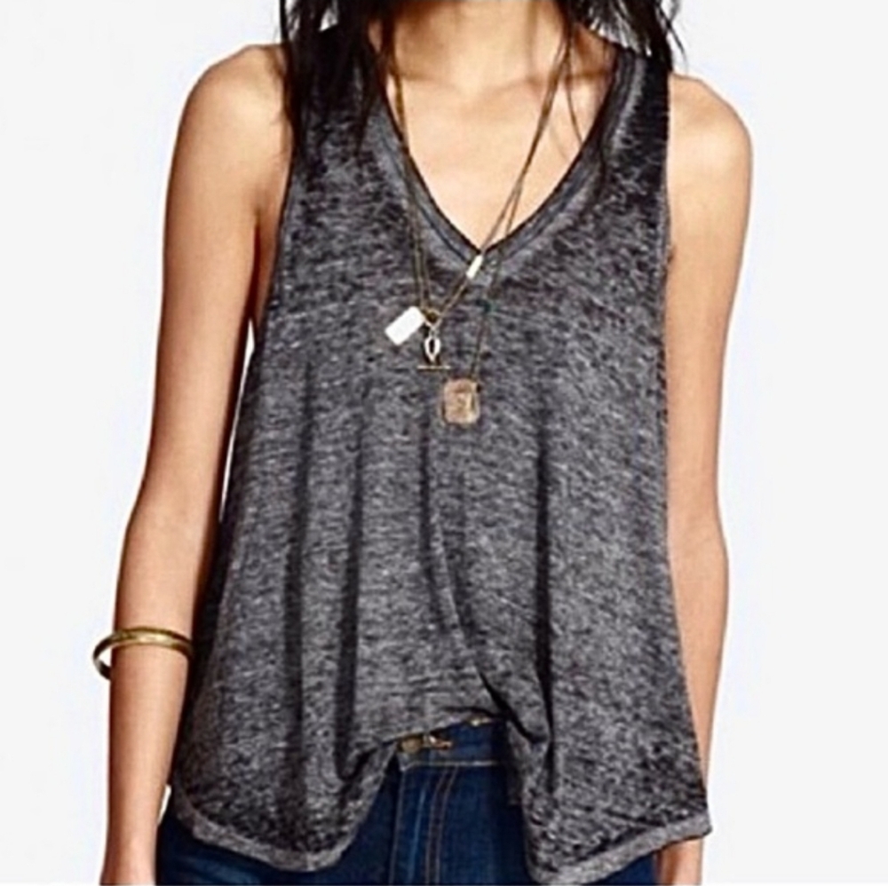 FREE PEOPLE WE THE FREE Grey Breezy Burnout Tank Size Large